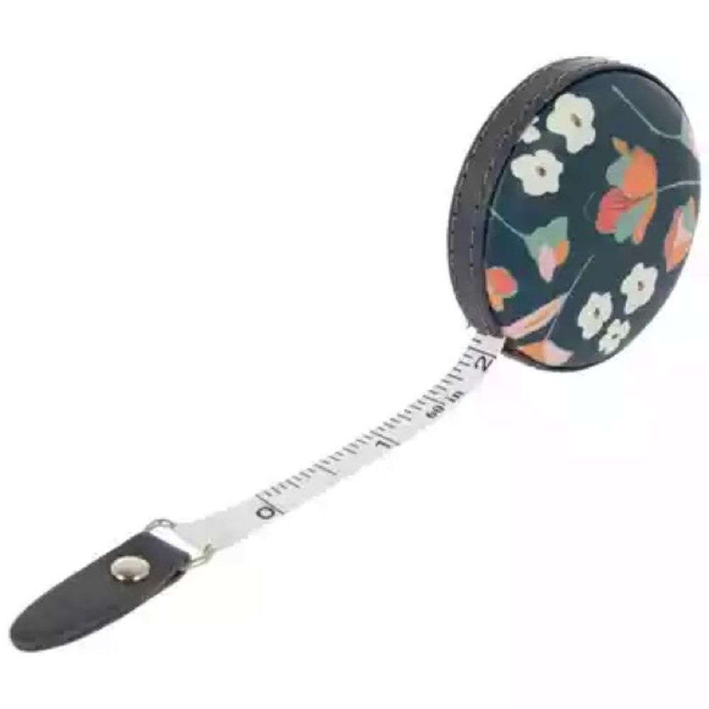 New 60” Floral Retractable Tape Measure - Navy and Coral
